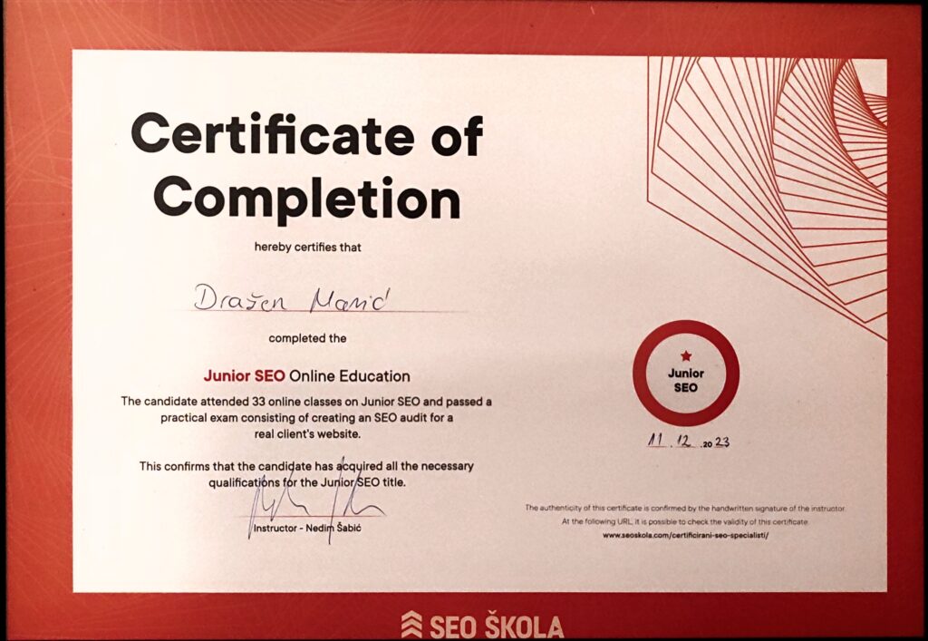 Seo Certifikat